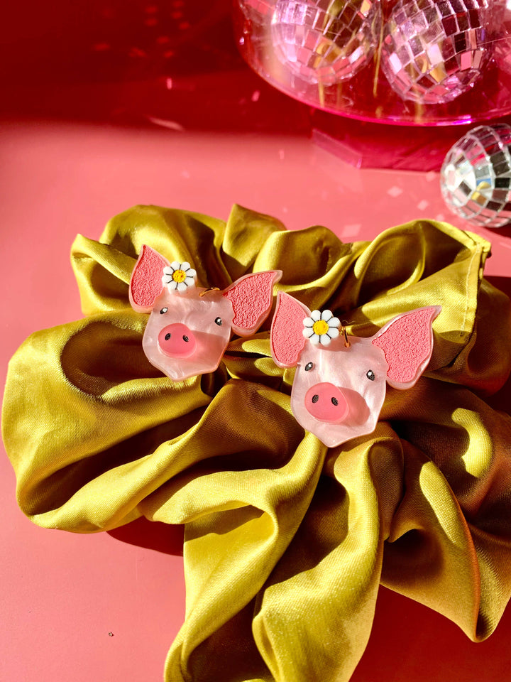 Little Piggies Acrylic Statement Earrings