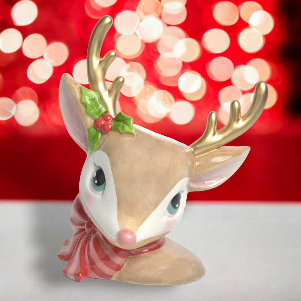 Retro Brown Deer Head Vase by December Diamonds