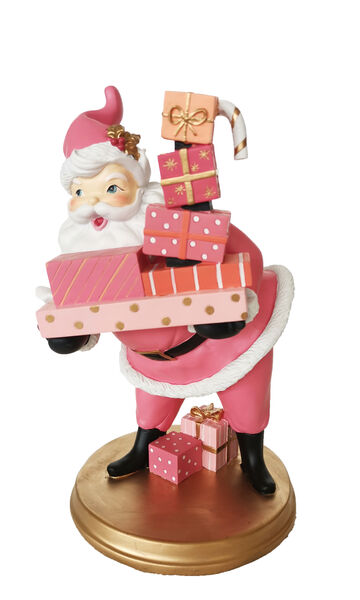 14" Pink Retro Santa w/ Gifts by December Diamonds