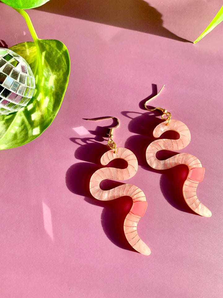 Wiggly Worms Acrylic Statement Earrings