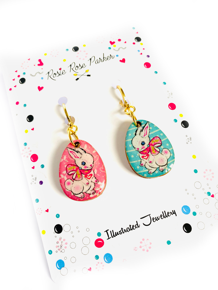 Layla Bunny Easter Egg Earrings by Rosie Rose Parker