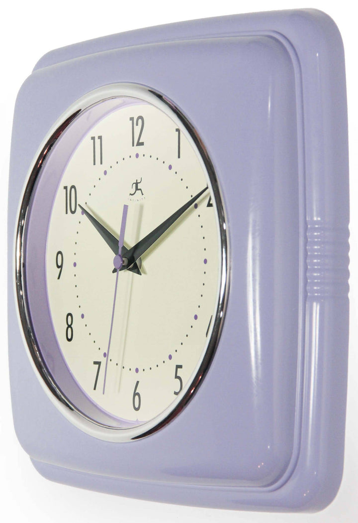 Retro Square Lilac Indoor Wall Clock