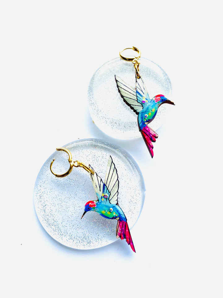 Hummingbird Huggie Hoop Earrings by Rosie Rose Parker
