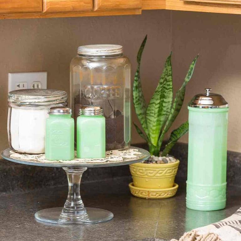 Jadeite Glass Collection Straw Jar