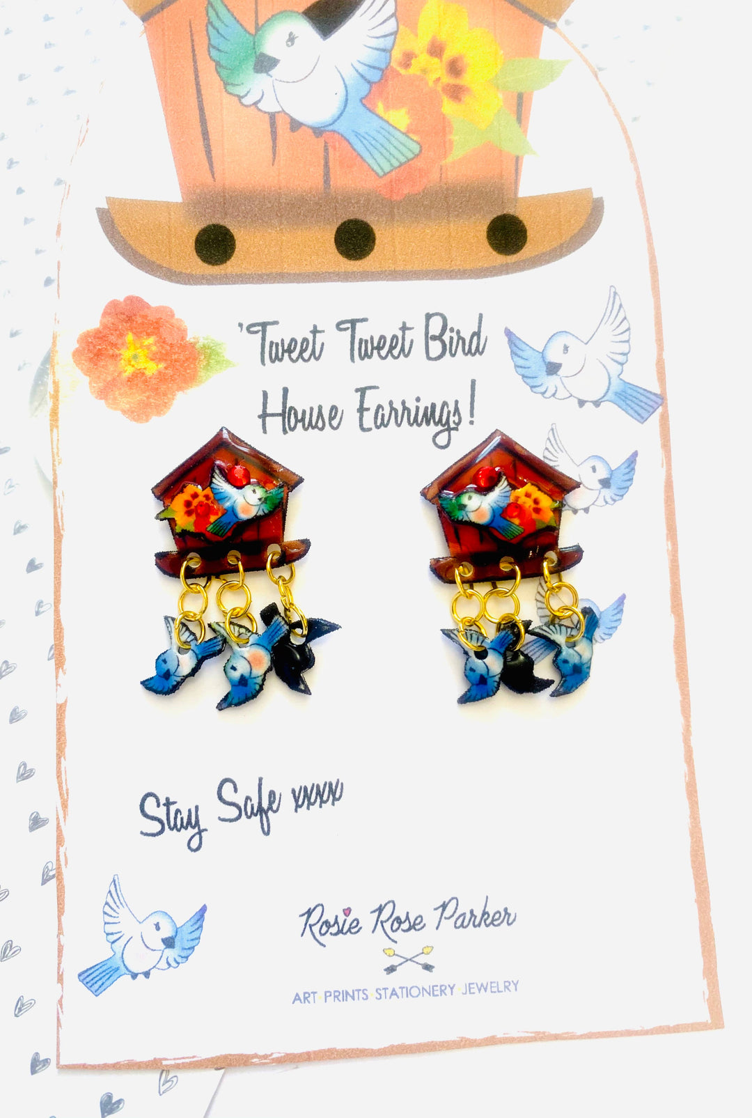 Bird House Earrings by Rosie Rose Parker