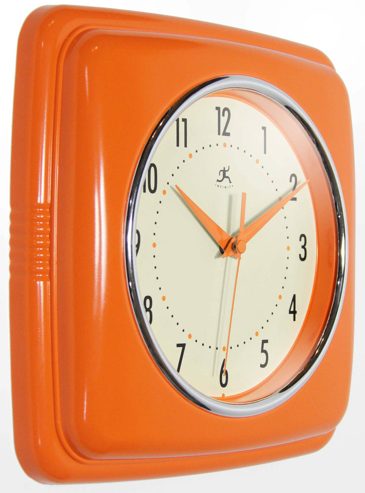 Retro Square Orange Indoor Wall Clock