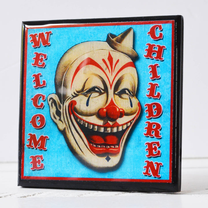 Creepy Clown Halloween Drink Coaster Set