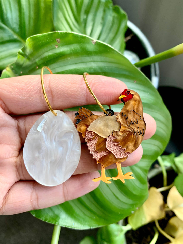 Chicken and Egg Acrylic Statement Earrings