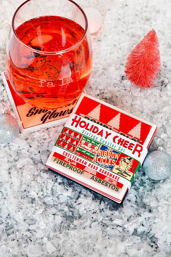 Vintage Christmas Drink Coaster Set