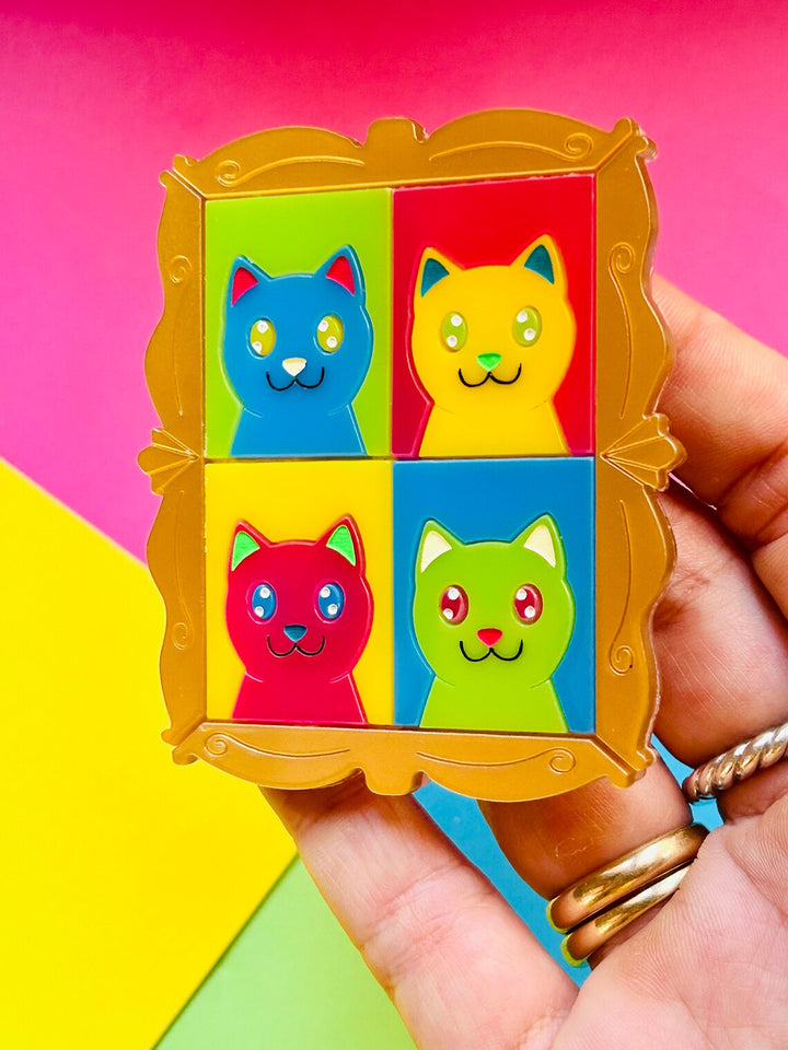 Modern Art / Pop Art Style Cat Acrylic Brooch by Makokot Design
