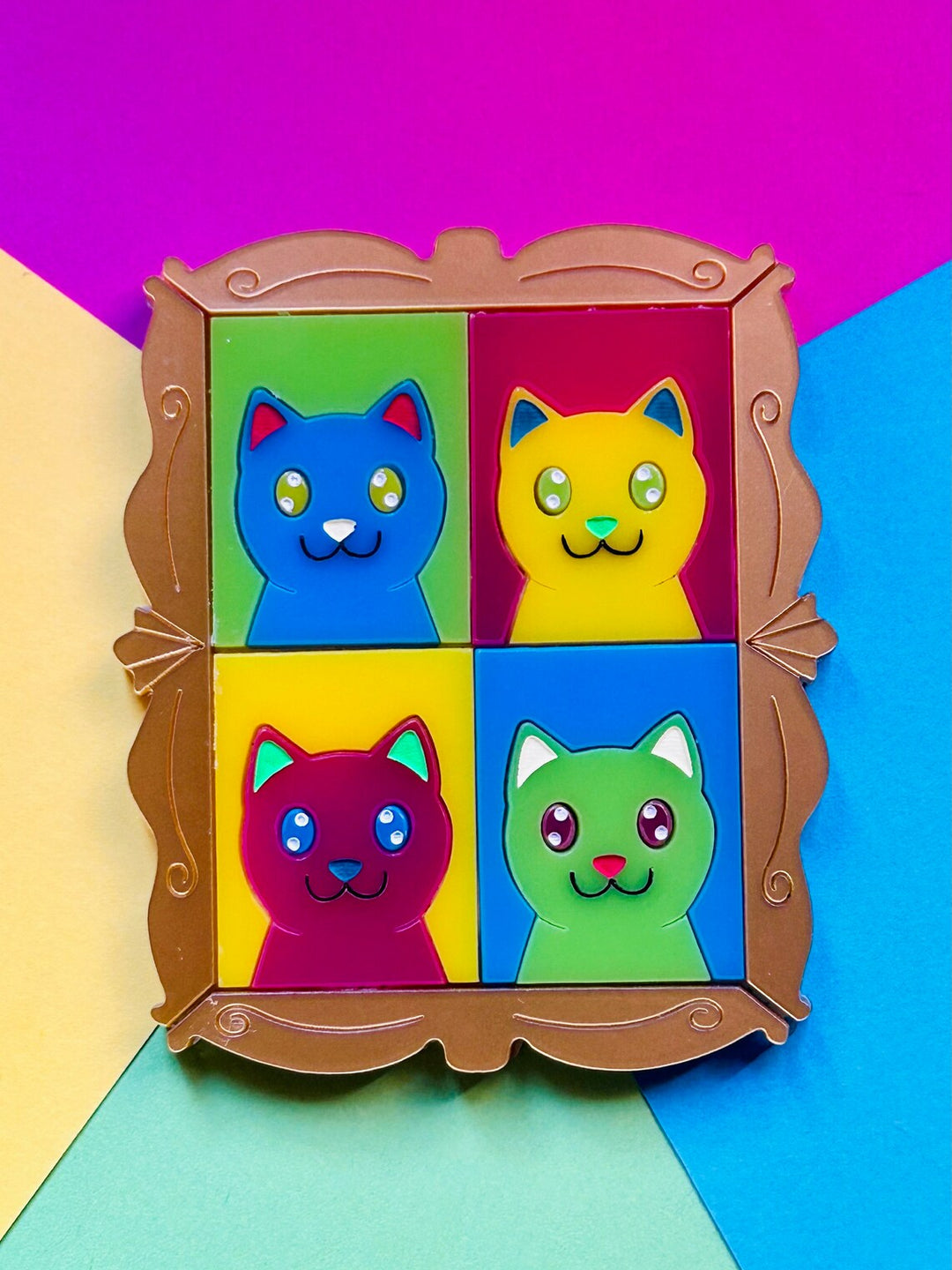 Modern Art / Pop Art Style Cat Acrylic Brooch by Makokot Design