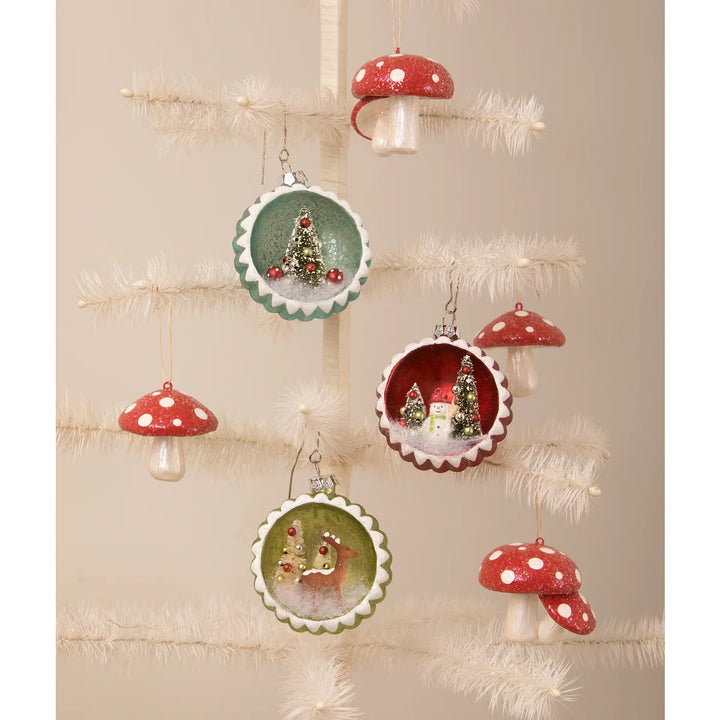 Red Spotted Mushroom Ornaments S/2 by Bethany Lowe