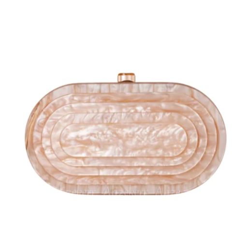 Art Deco Acrylic Oval Clutch Handbag-Champagne