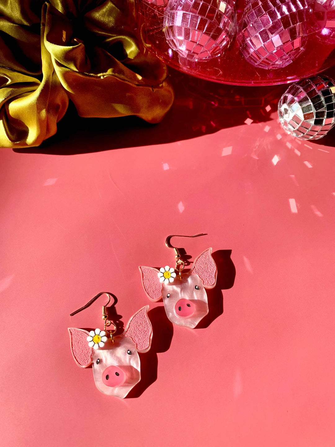 Little Piggies Acrylic Statement Earrings