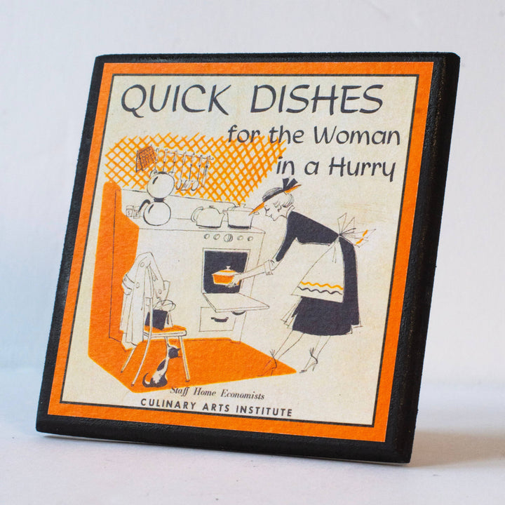 Funny Vintage Cookbook Cover Kitchen Coasters