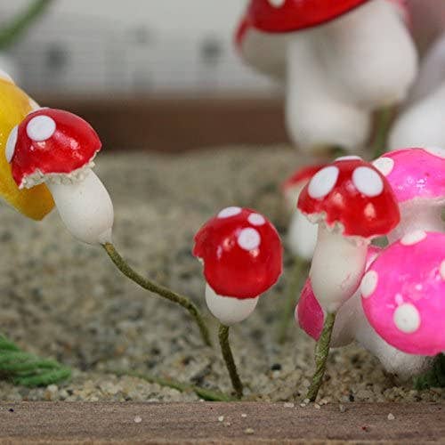 Vintage Red Sealed Plaster Mushrooms -Set of 10