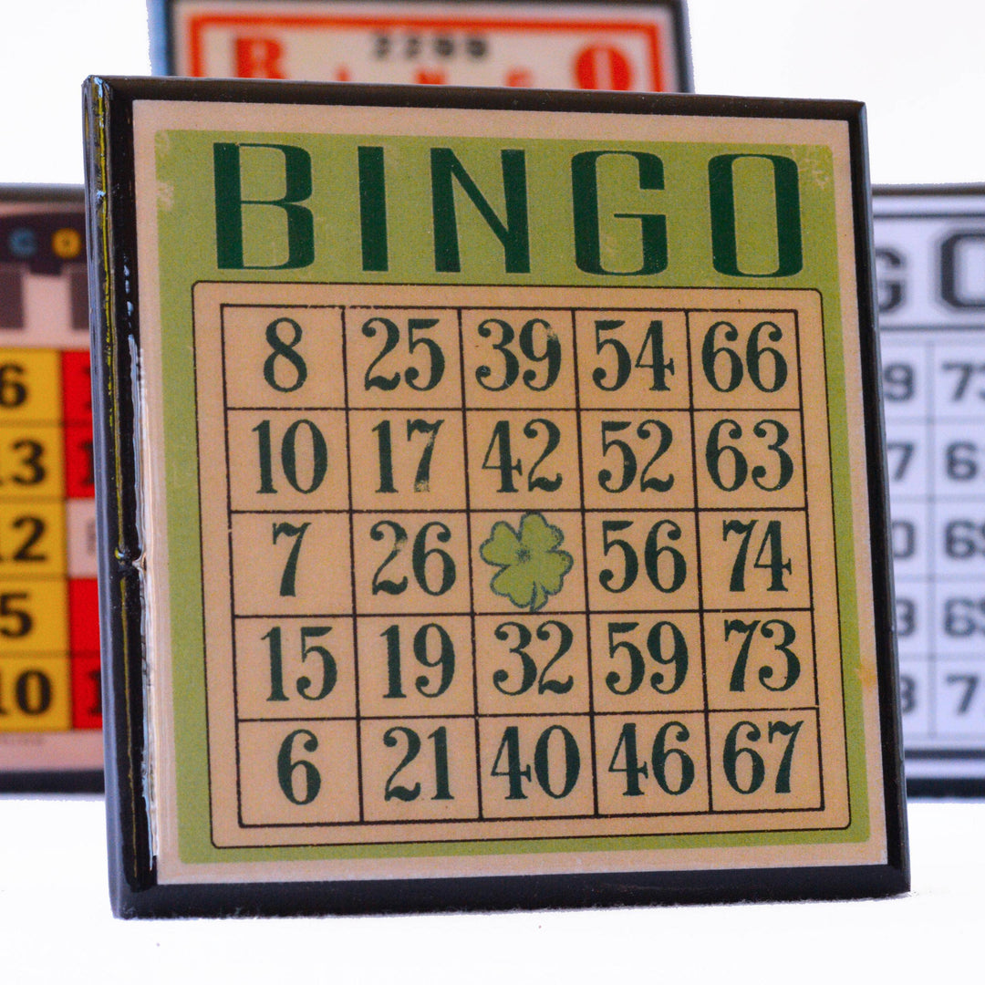 Bingo!  Vintage Bingo Card Coaster Set