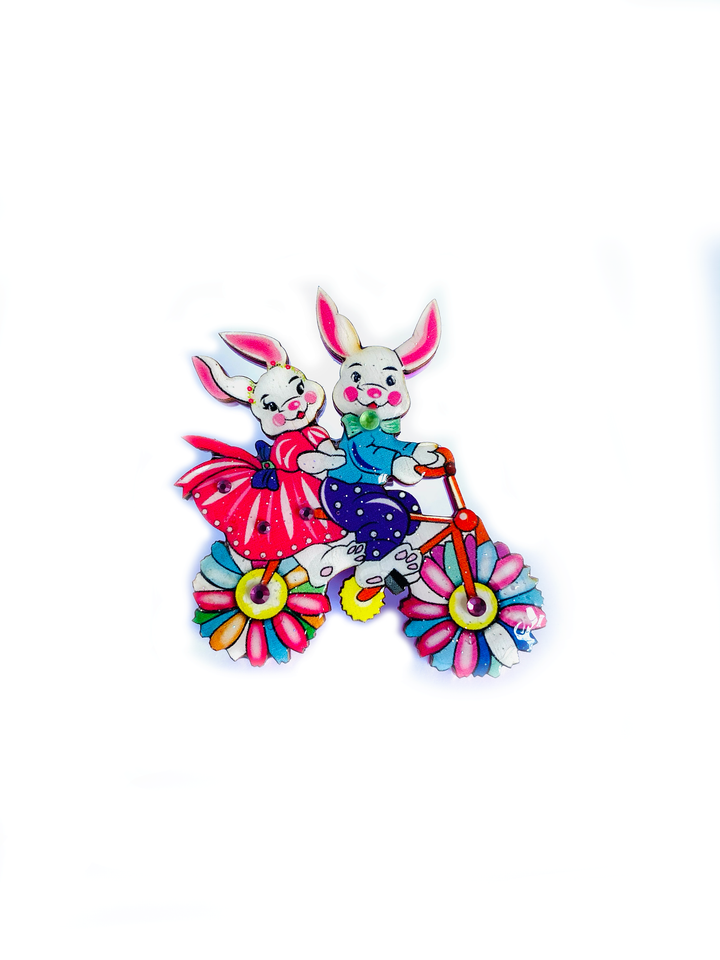 Betty & Bert Go Cycling Easter Brooch by Rosie Rose Parker