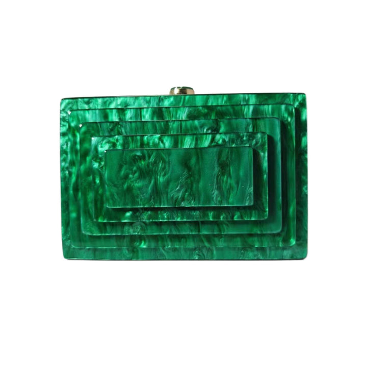 Art Deco Acrylic Rectangular Clutch Handbag-Emerald