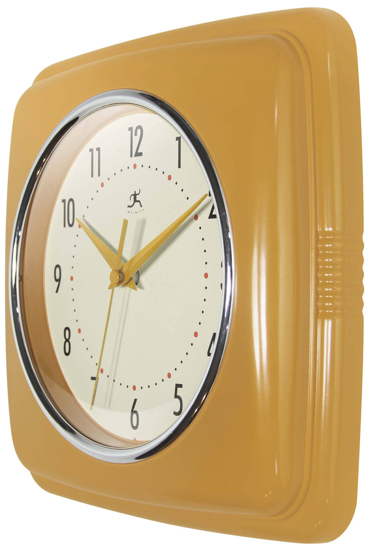 Retro Square Harvest Gold Indoor Wall Clock