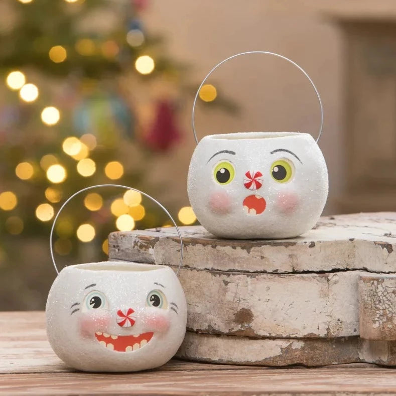 Happy Snowman Bucket Petite by Bethany Lowe - Quirks!
