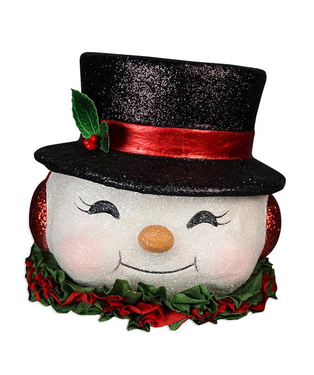 Happy Snowman Vintage Style Paper Mache Bucket by Bethany Lowe