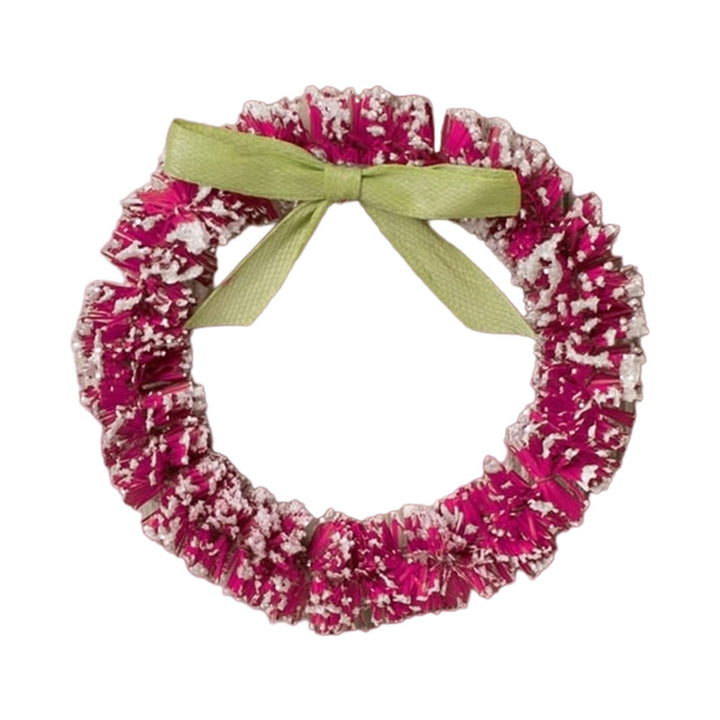 Hot Pink Wreath with Green Bow by Bethany Lowe