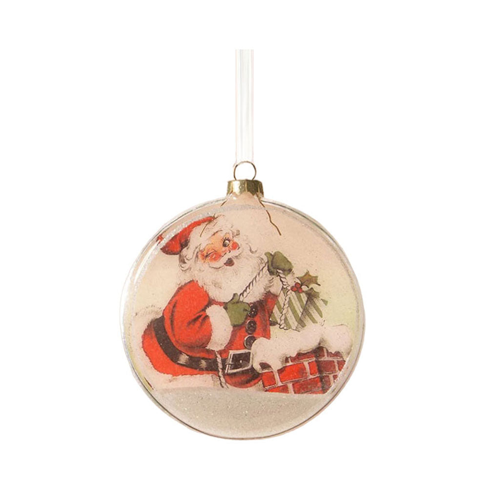 Santa Glass Disk Ornament by Bethany Lowe