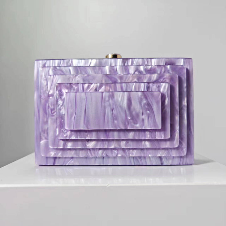 Art Deco Acrylic Rectangular Clutch Handbag-Lavender