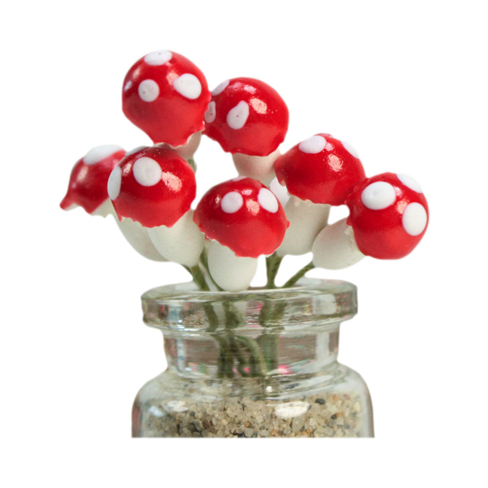 Vintage Red Sealed Plaster Mushrooms -Set of 10