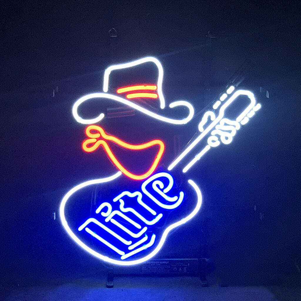 Miller Lite Cowboy Guitar Neon Signs Light – Quirks!
