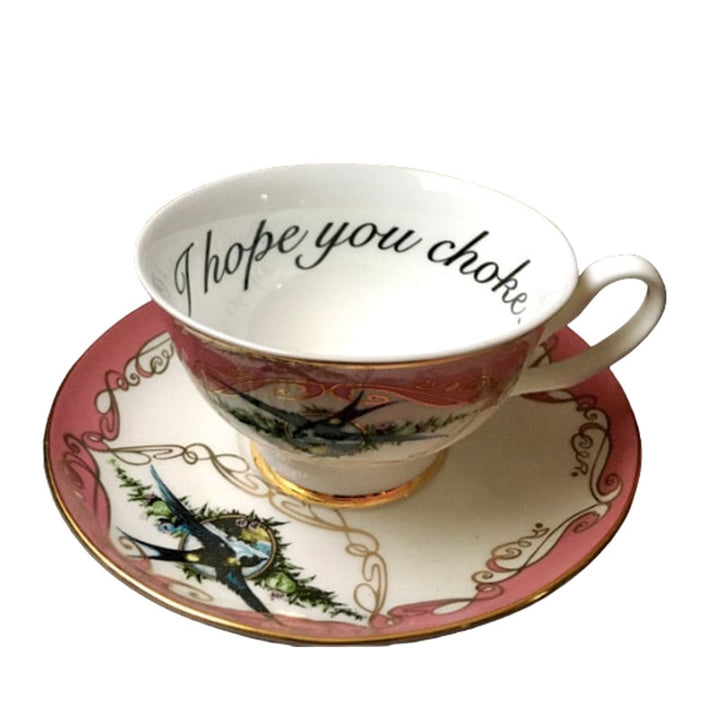 Pink Havisham Choke Insult cup and saucer