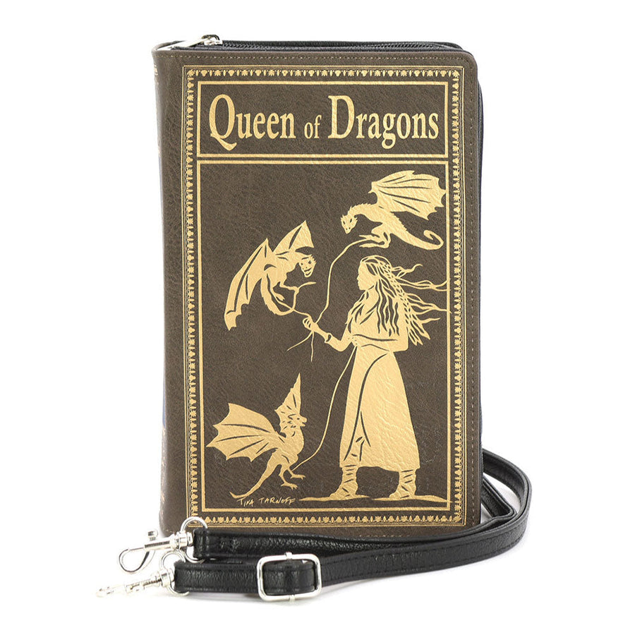 Queen Of Dragons Book Clutch Bag In Vinyl by Book Bags