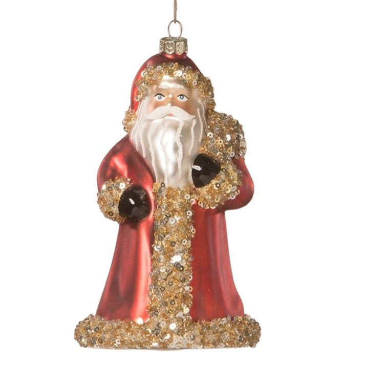 7" Blown Glass Santa w/ Sequins Ornament by Bethany Lowe