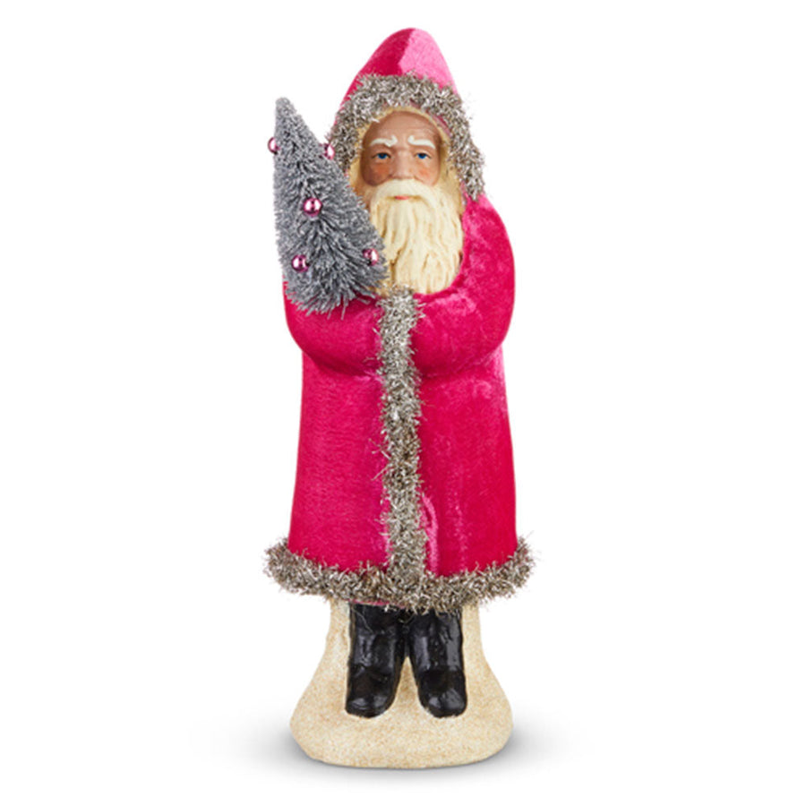 12" Pink Velvet Santa by Raz Imports
