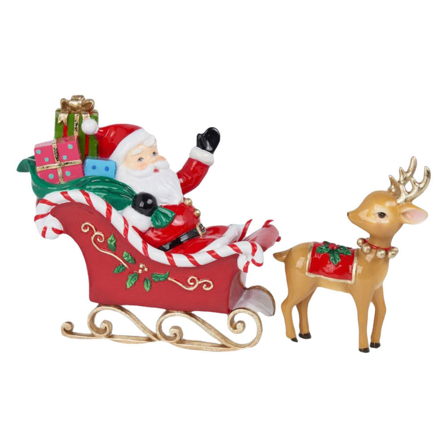 14" Vintage Santa w/Reindeer in Sled - NEW 2024 by December Diamonds image