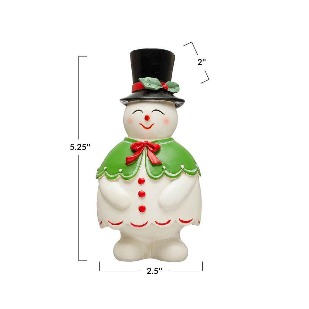 2-1/2"L x 2"W x 5-1/4"H Resin Snowman Toothpick Holder w/ Top Hat, Multi Color by Creative Co-Op