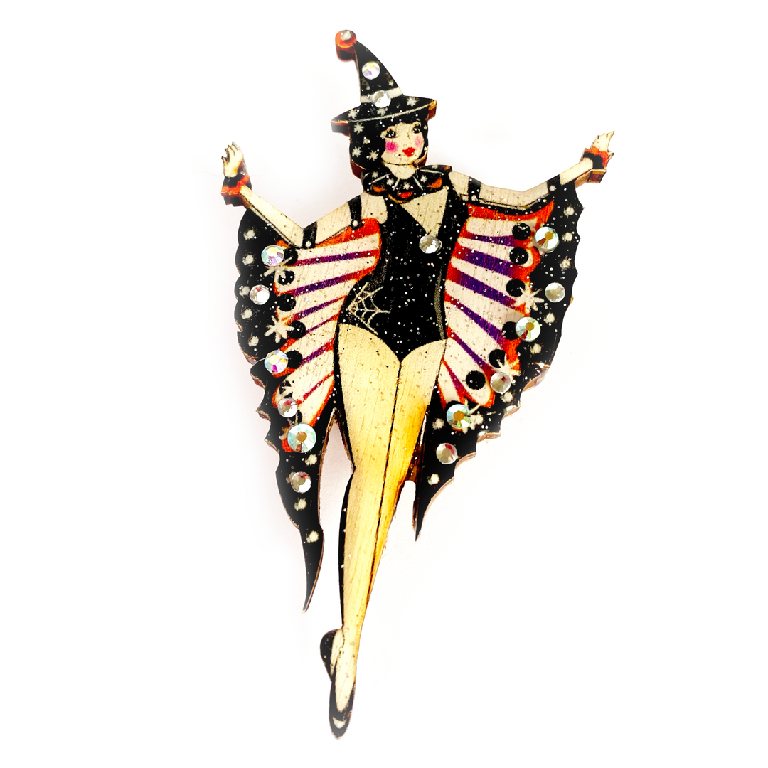The Moth Girl Halloween Brooch by Rosie Rose Parker