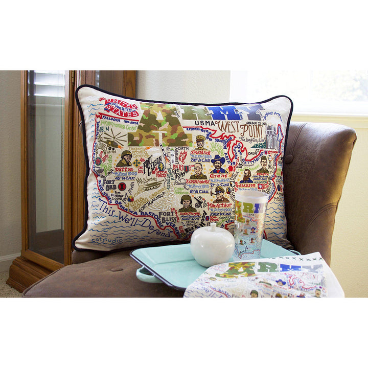 Army Large Hand-Embroidered Pillow
