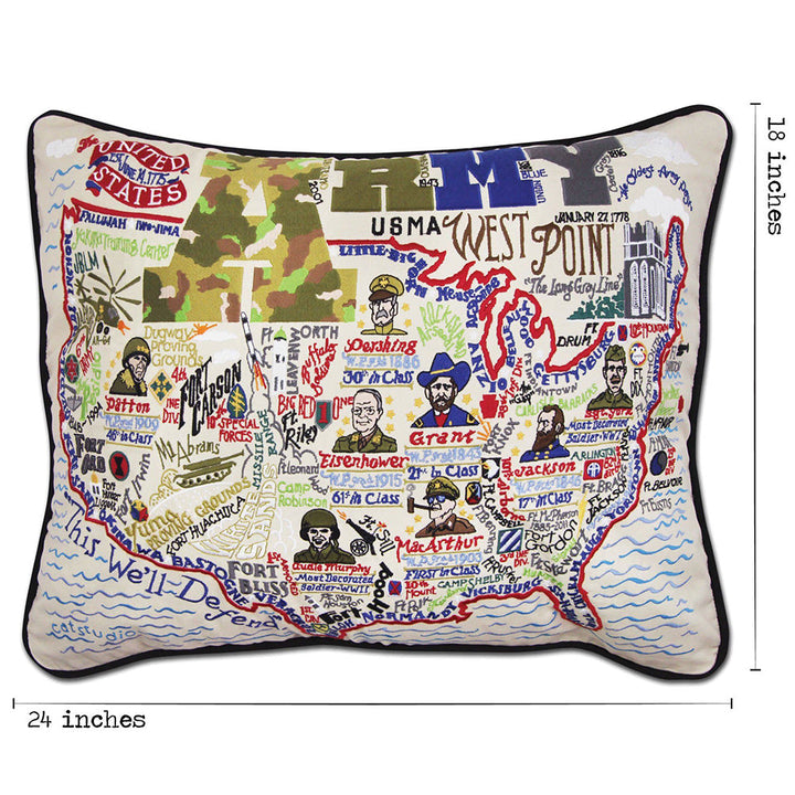 Army Large Hand-Embroidered Pillow