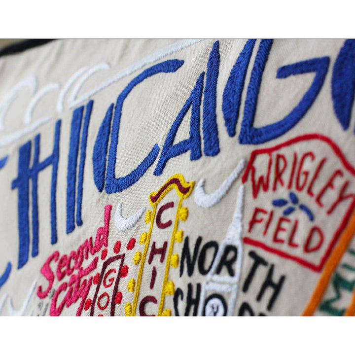 Chicago Hand-Embroidered Pillow by CatStudio