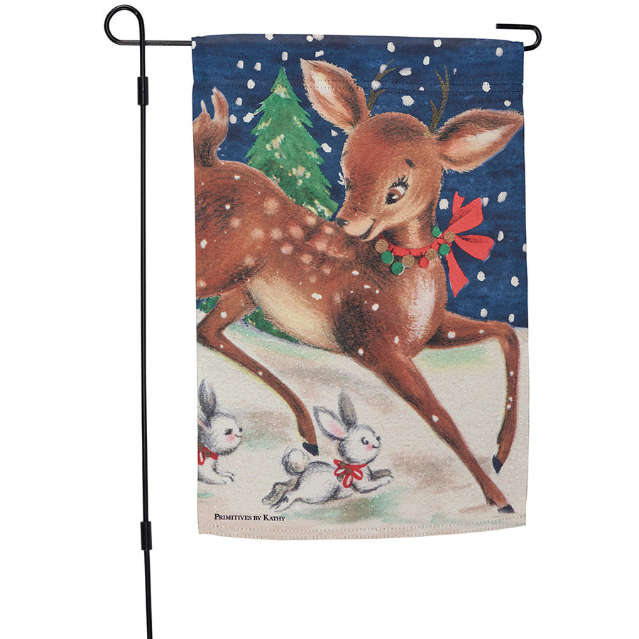 Christmas Deer Garden Flag By Primitives by Kathy