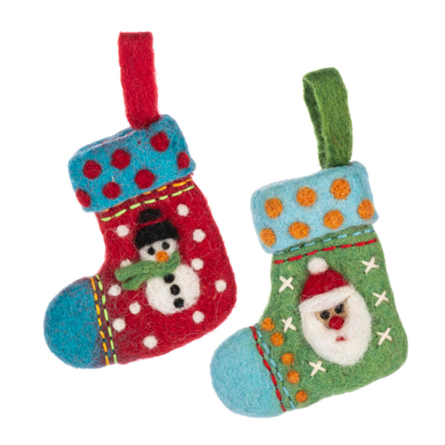 Embroidered Santa & Snowman Stocking Ornaments (4 pc. ppk.) by Ganz image