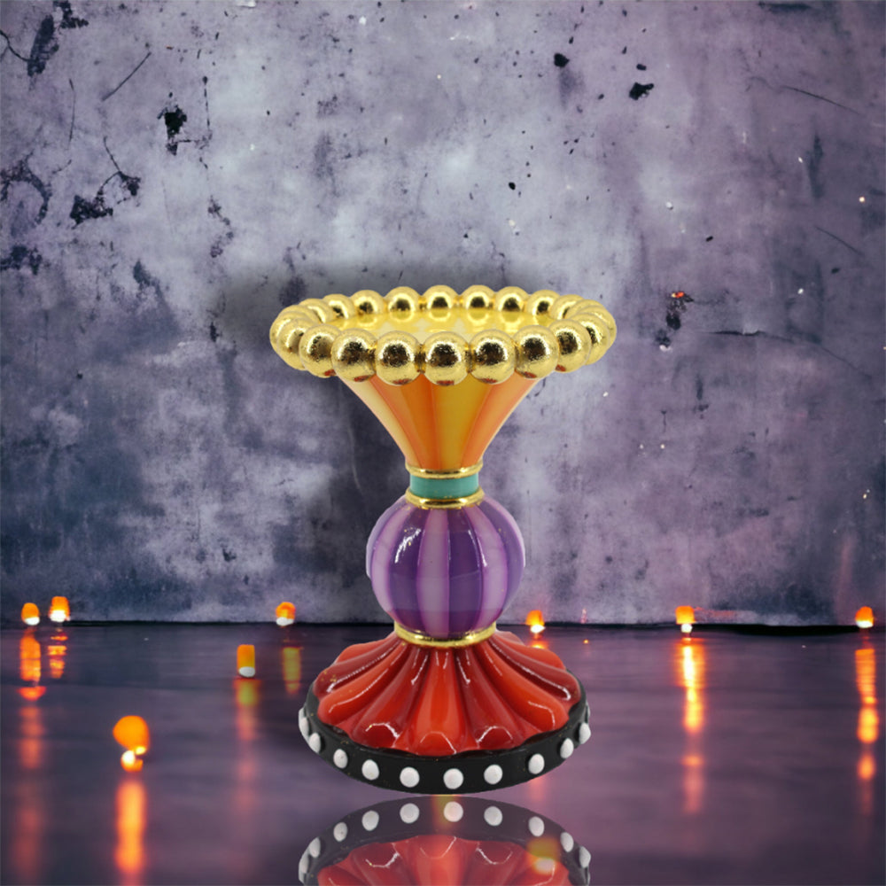 Halloween Carnival Purple and Orange Candle Holder by December Diamonds