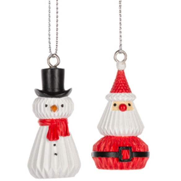 Honeycomb Santa & Snowman Ornaments (6 pc. ppk.) by Ganz image