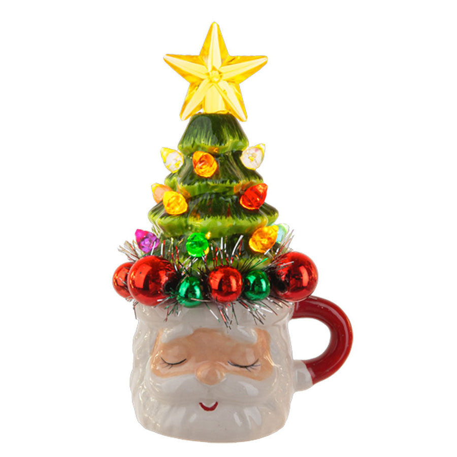 LED Light Up Santa Head in Mug w/Tree Figurine (12 pc. ppk.) by Ganz image