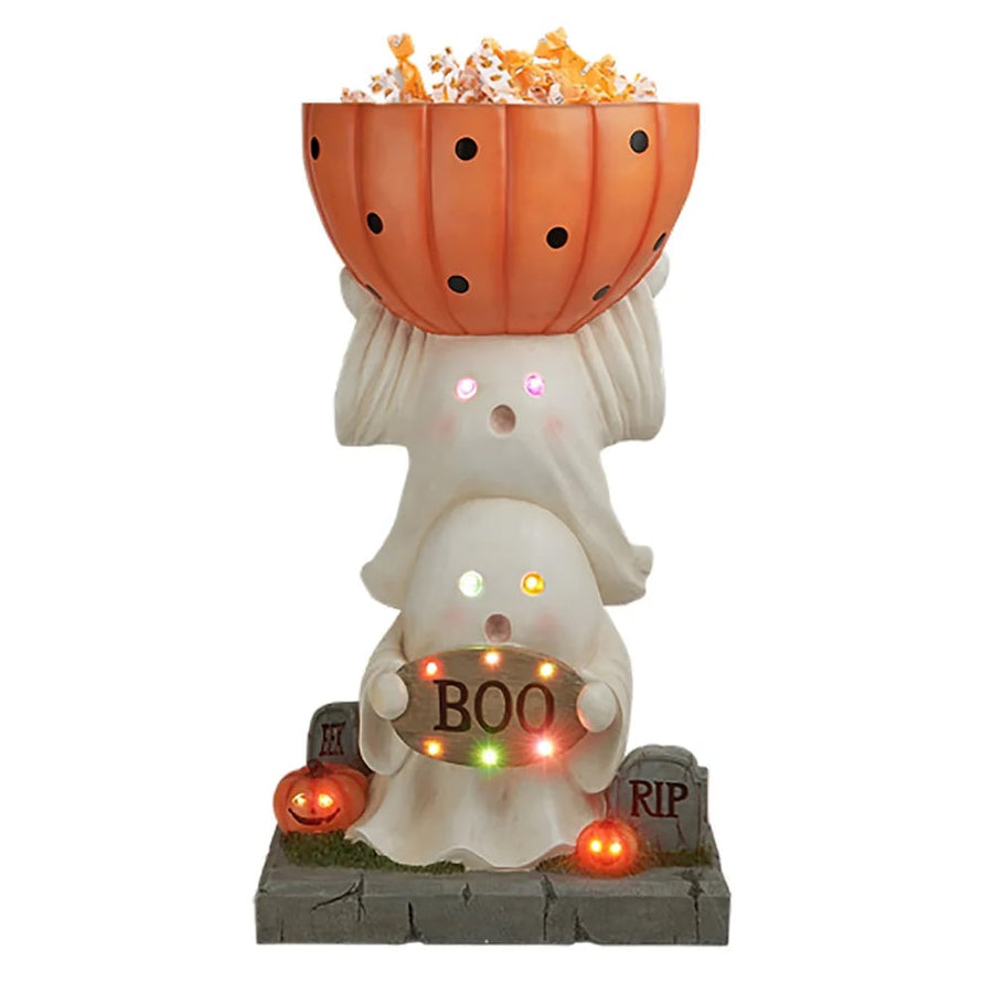 LED Stacked Ghost with Candy Bowl Display by December Diamonds