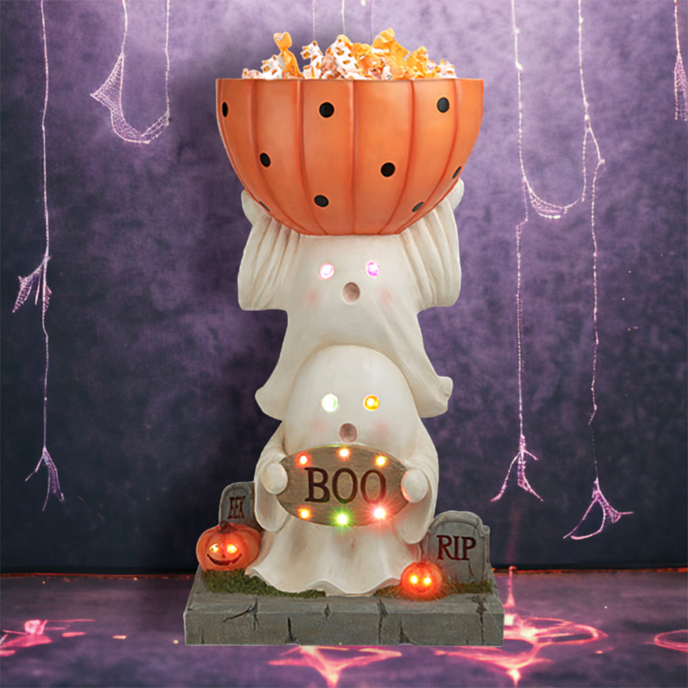 LED Stacked Ghost with Candy Bowl Display by December Diamonds
