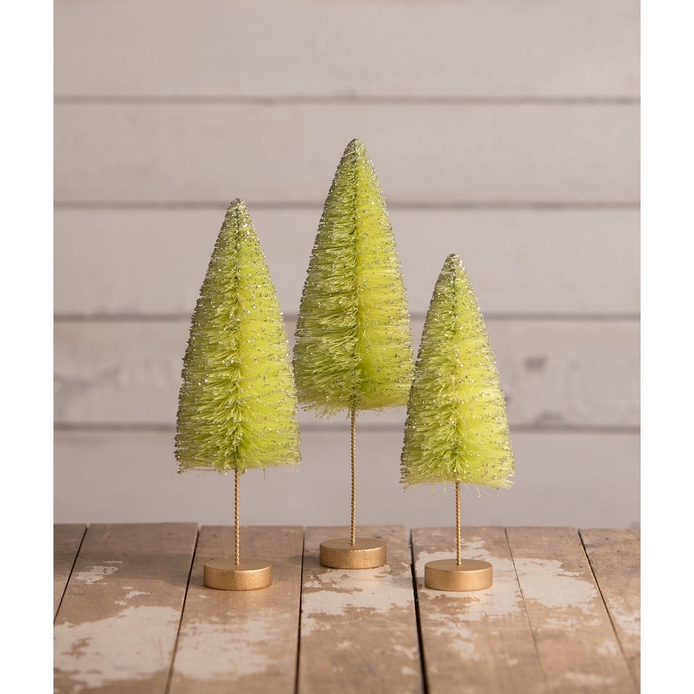 Lime Green Halloween Trees S3by Bethany Lowe