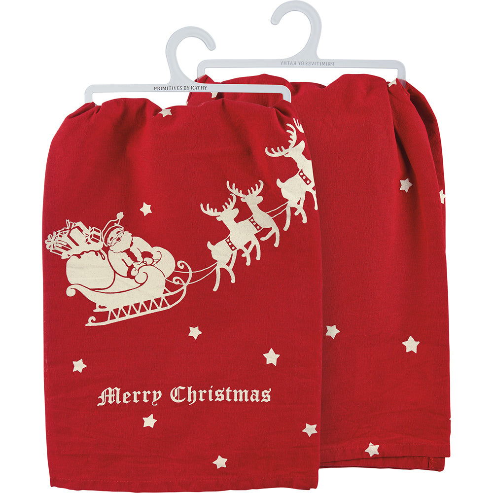 Merry Christmas Vintage Kitchen Towel By Primitives by Kathy